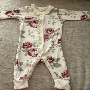 Gerber Cream and Pink Floral Kids One Piece